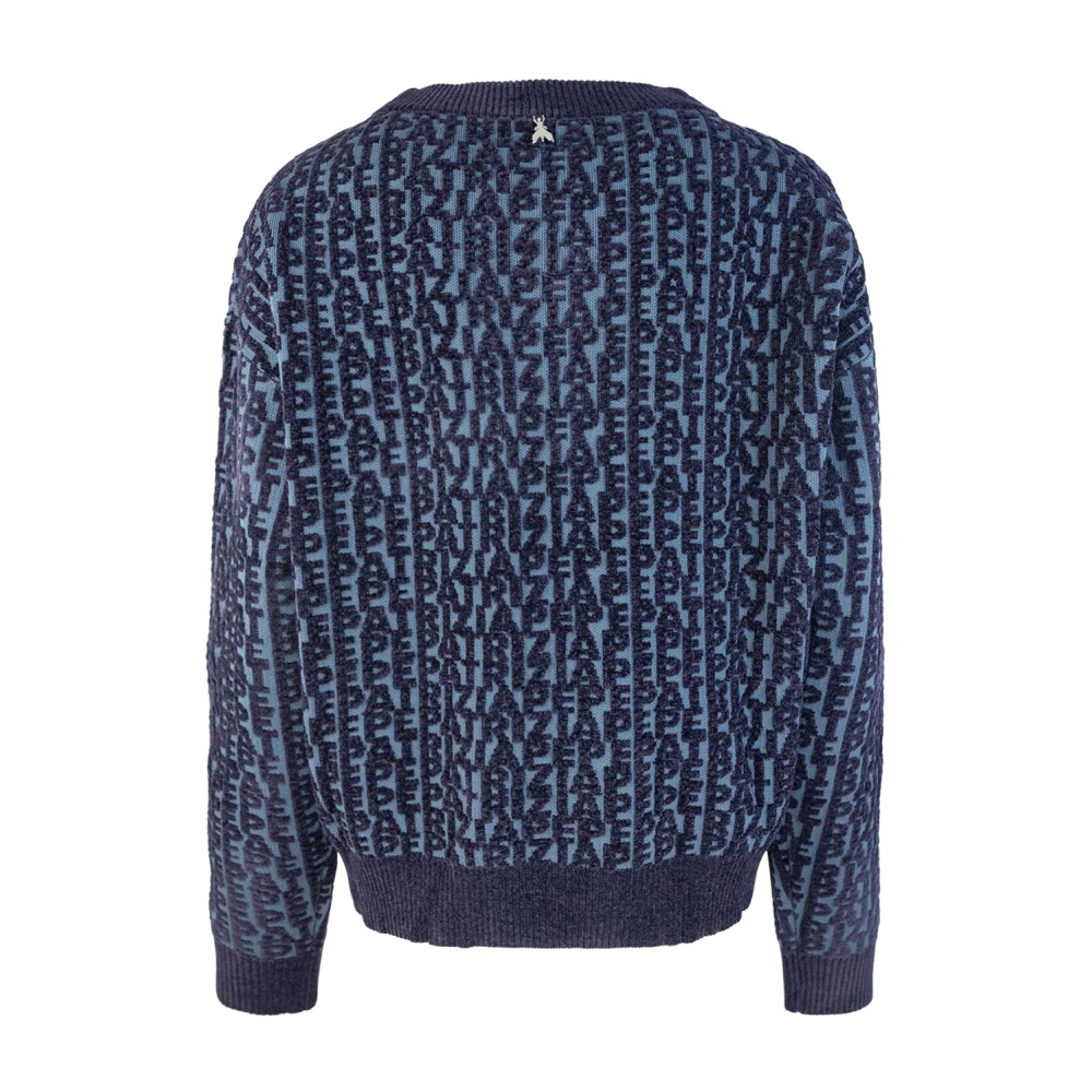 PATRIZIA PEPE Chic Monogram Sweater Grey Blue Dames