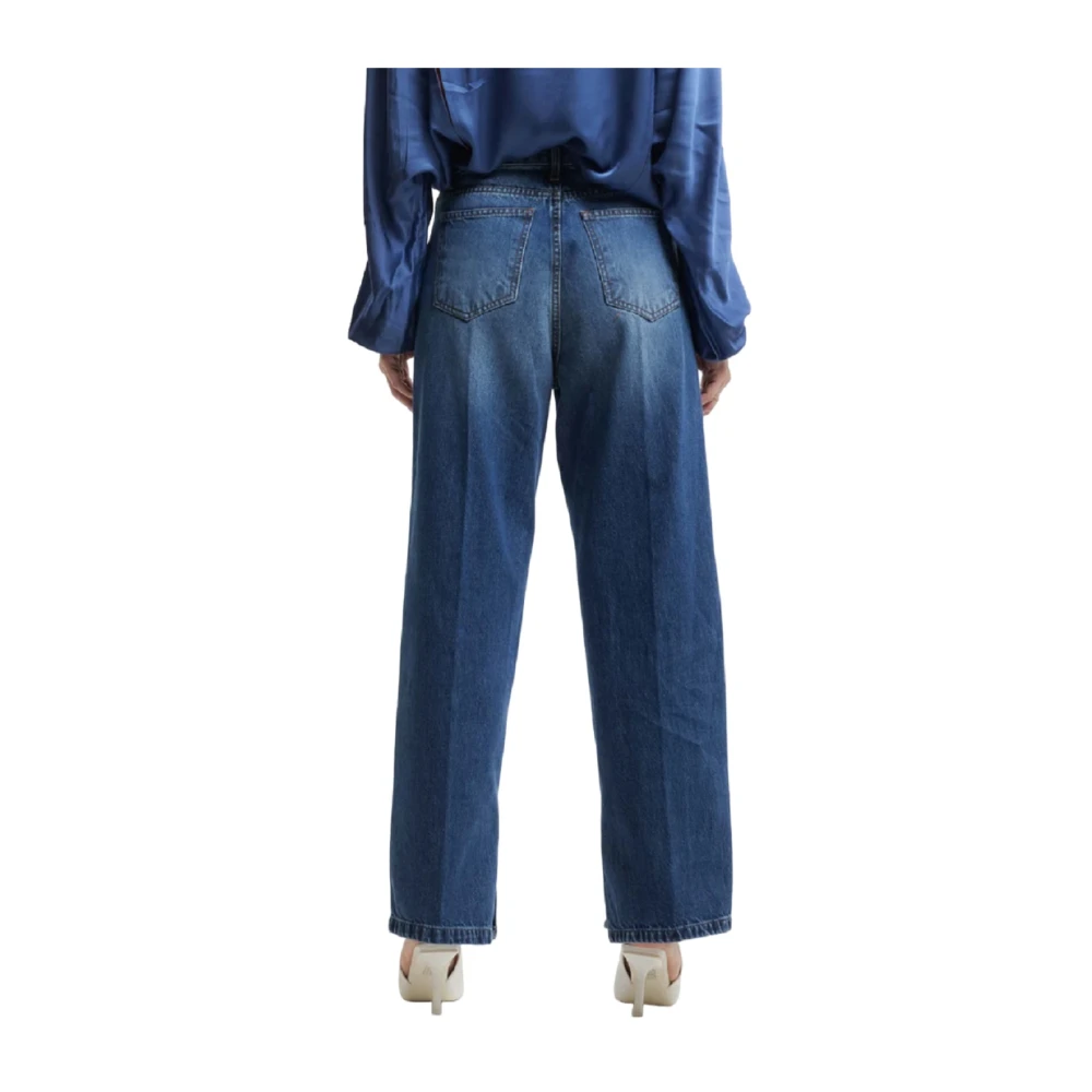 Kocca Blauwe Stone-Washed Wide Leg Jeans Blue Dames