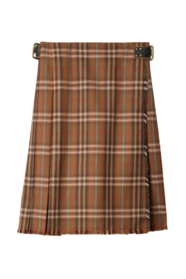 Check Wool Midi Skirt