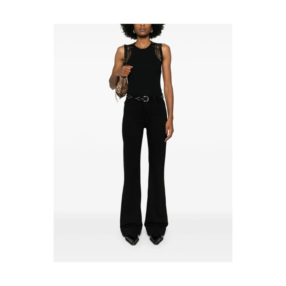 7 For All Mankind Zwarte Flared Denim Jeans Black Dames