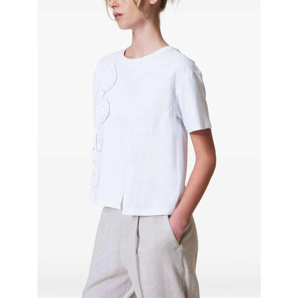 Twinset Witte Crew Neck T-shirts en Polos White Dames
