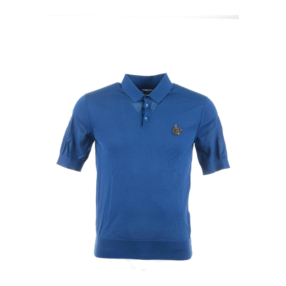Dolce & Gabbana Heren Henley Polo Shirt Blue Heren