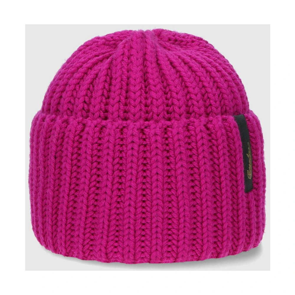 Borsalino Geribbelde Wollen Beanie Muts Purple Unisex