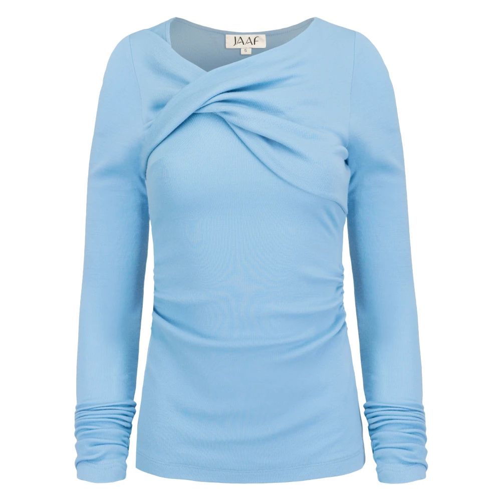 Jaaf Arctic Blue Wollen Top met Gedraaide Voorkant Blue Dames