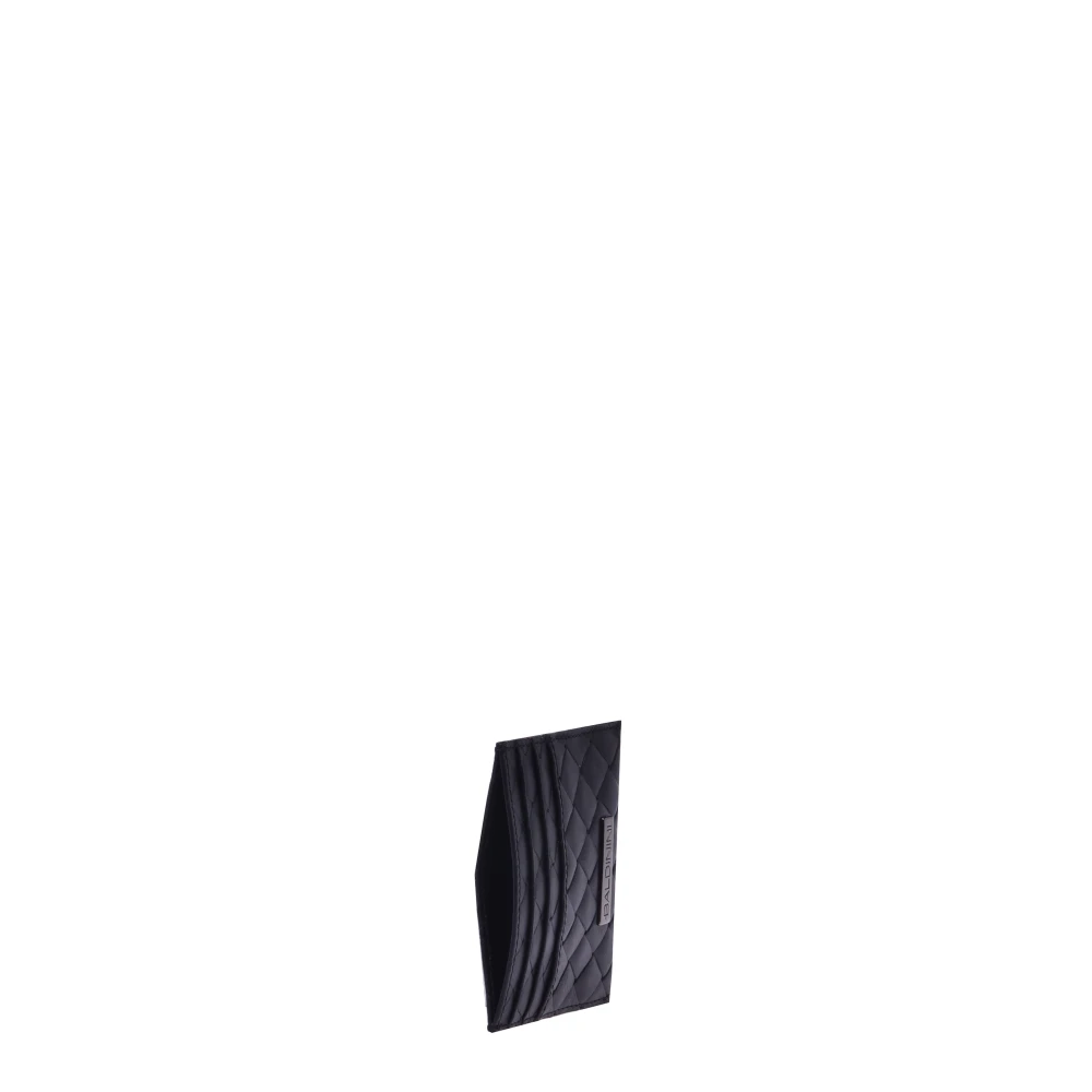 Baldinini Card holder in black leather with woven print Black Heren