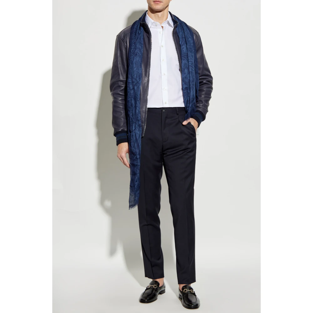 ETRO Wollen broek met vouwen Blue Heren