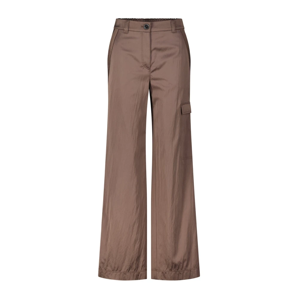 Marc Cain Women's Brown Wide Trousers, M, Shiny Wide Leg Trousers