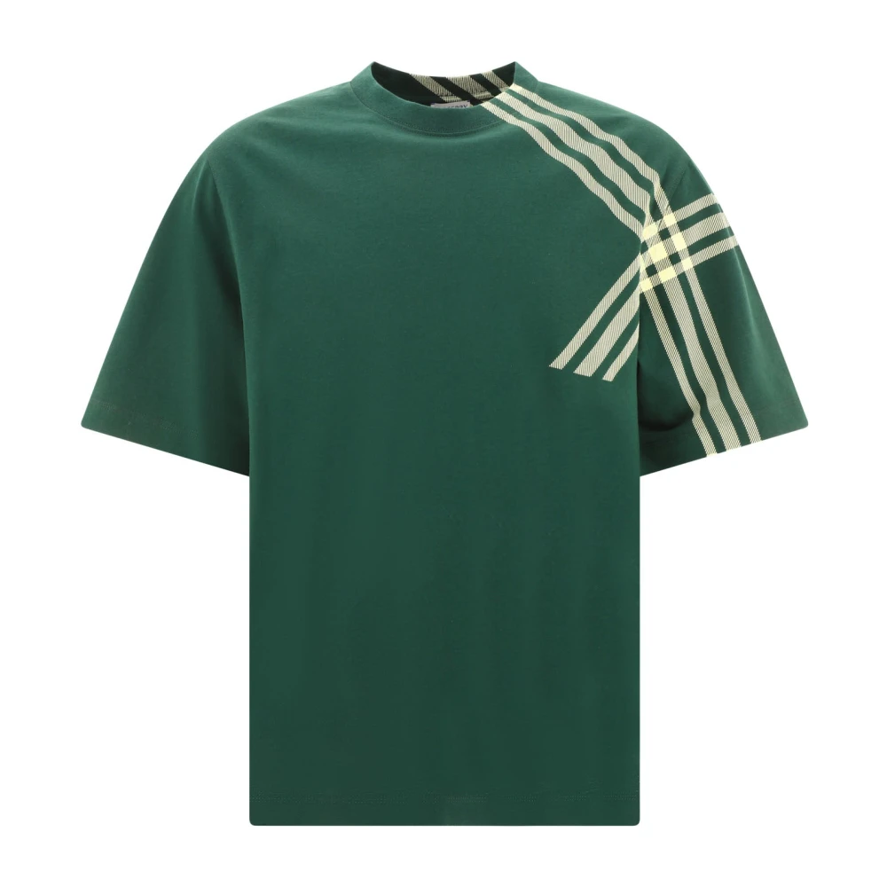 Burberry Geruite mouw katoenen T-shirt Green Heren