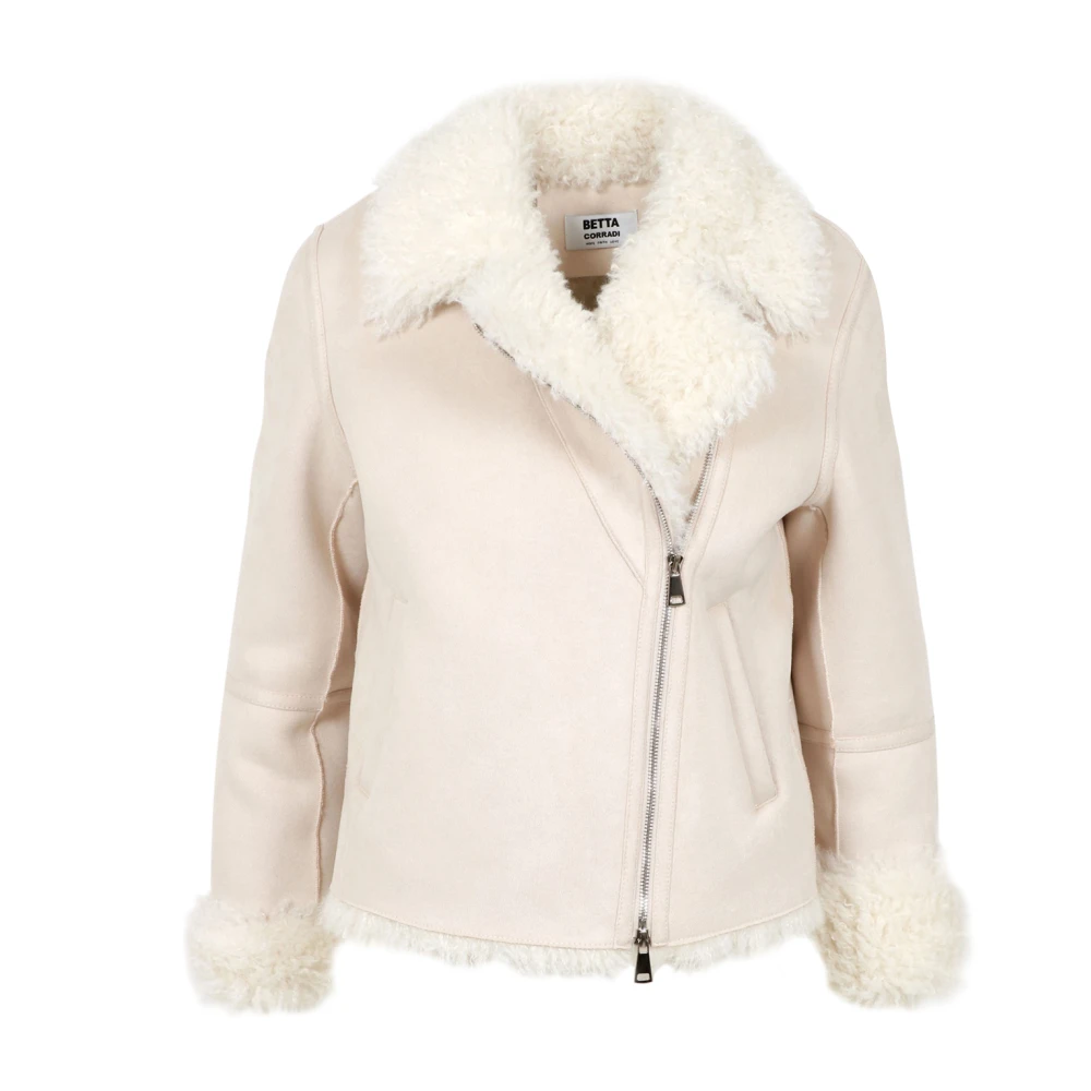 Betta Corradi Jas van imitatiebont en schapenvacht Beige Dames