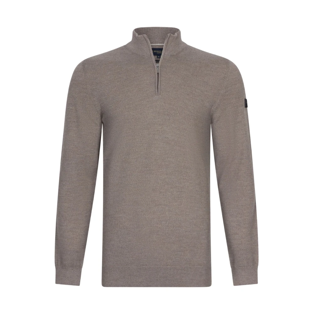 Cavallaro Merino Half Zip Pullover Trui Zand Brown Heren