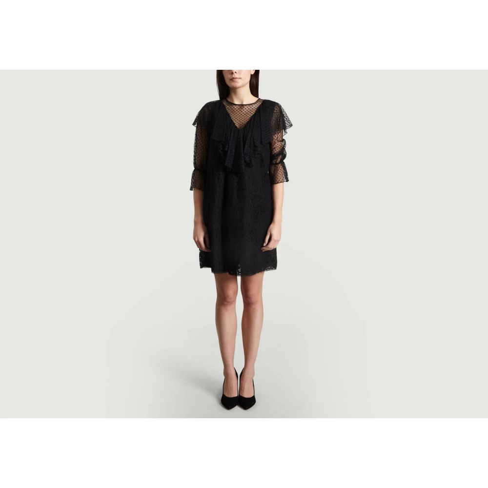 See by Chloé Romantische Kantjurk met Volants Black Dames