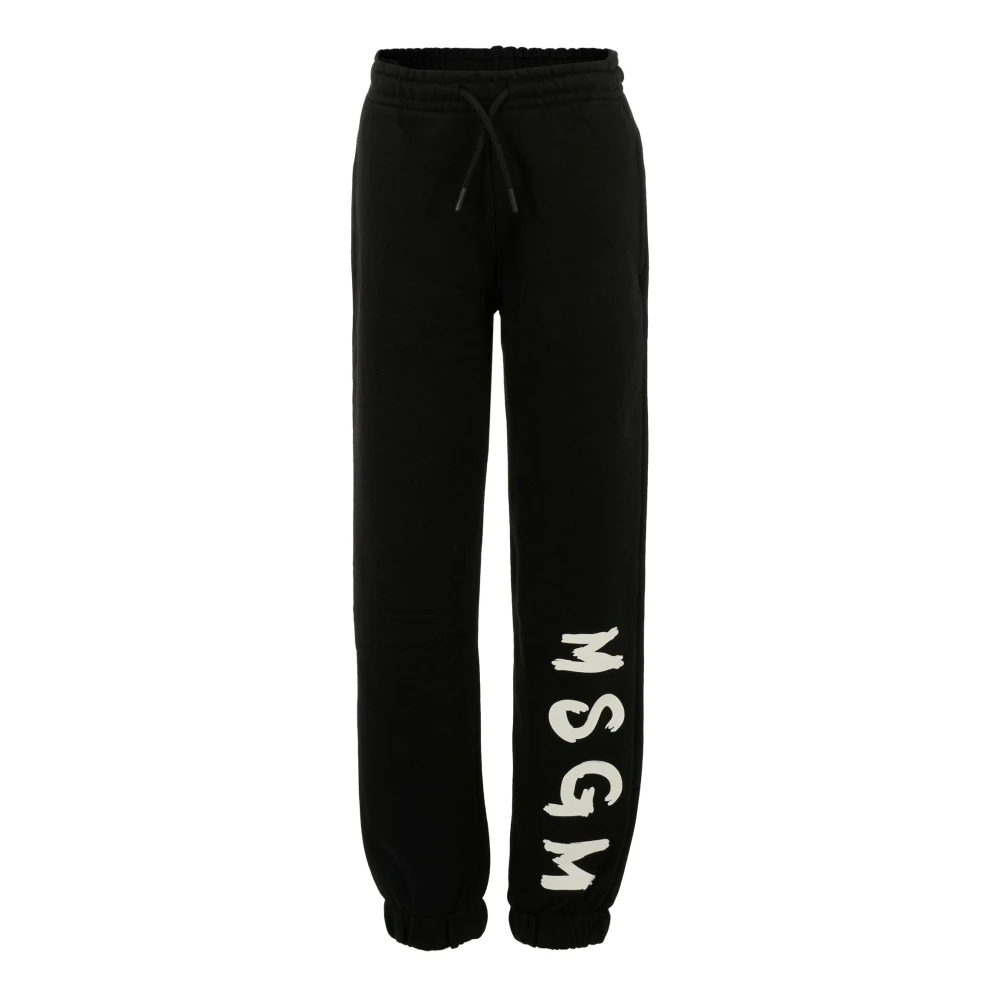 Msgm Black Sporty Cotton Fleece Trousers - Unisex - Sweatpants - 10 Y - Kids