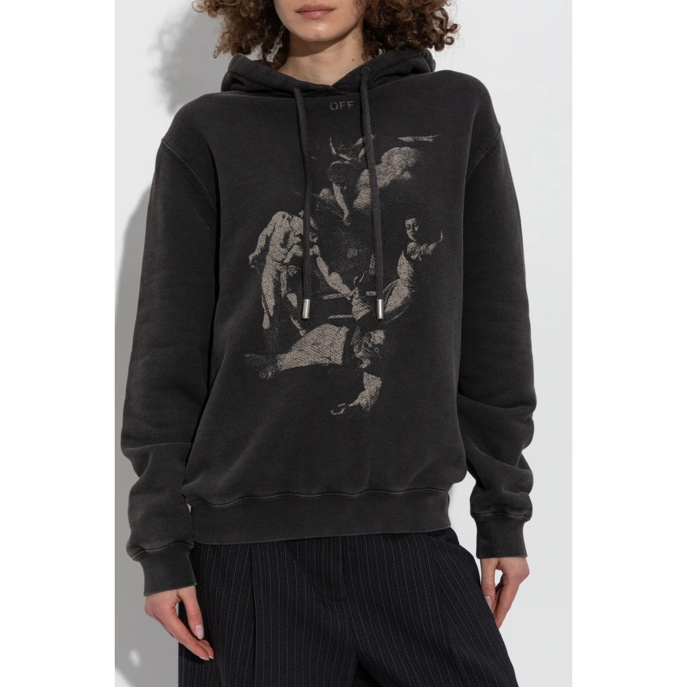 Off White Hoodie Gray Dames