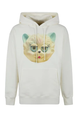 Cotton Hooded Sweatshirt With Le Chat De La Maison Print