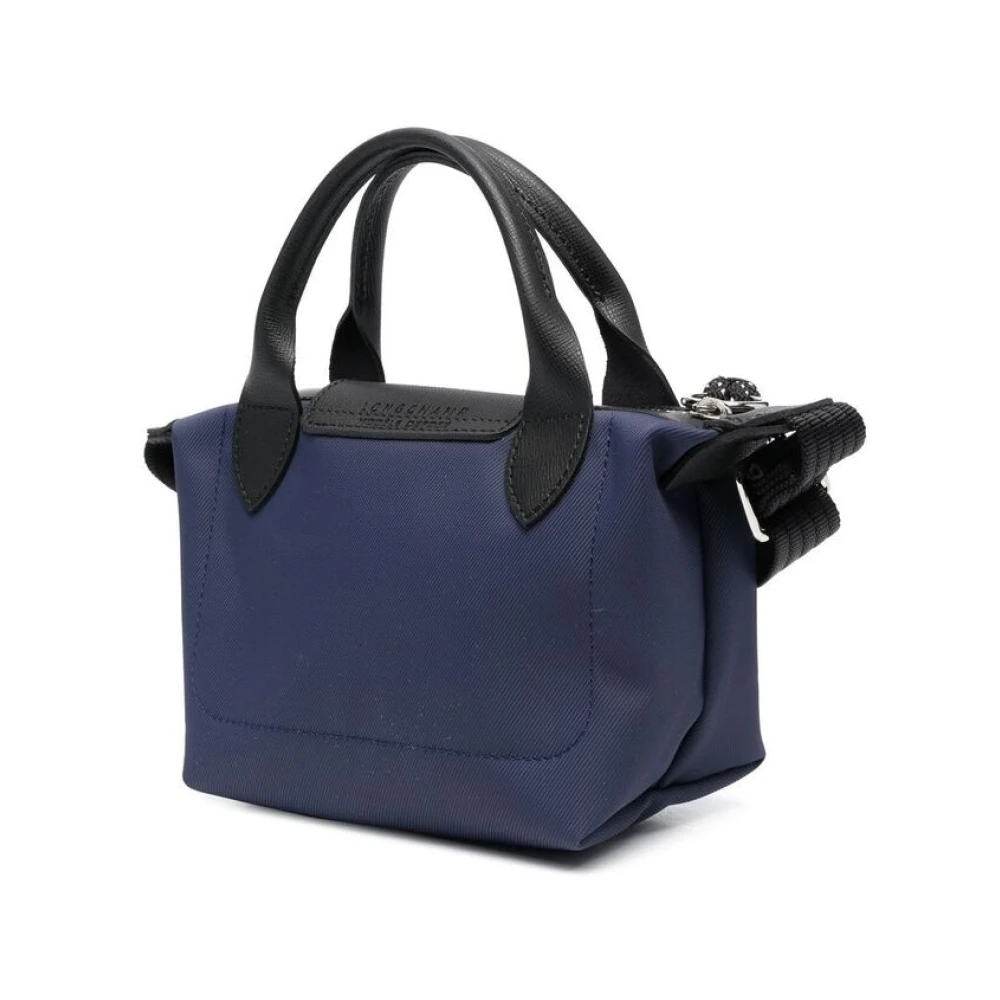 Longchamp Donkerblauwe Schoudertas met reliëflogo Blue Dames
