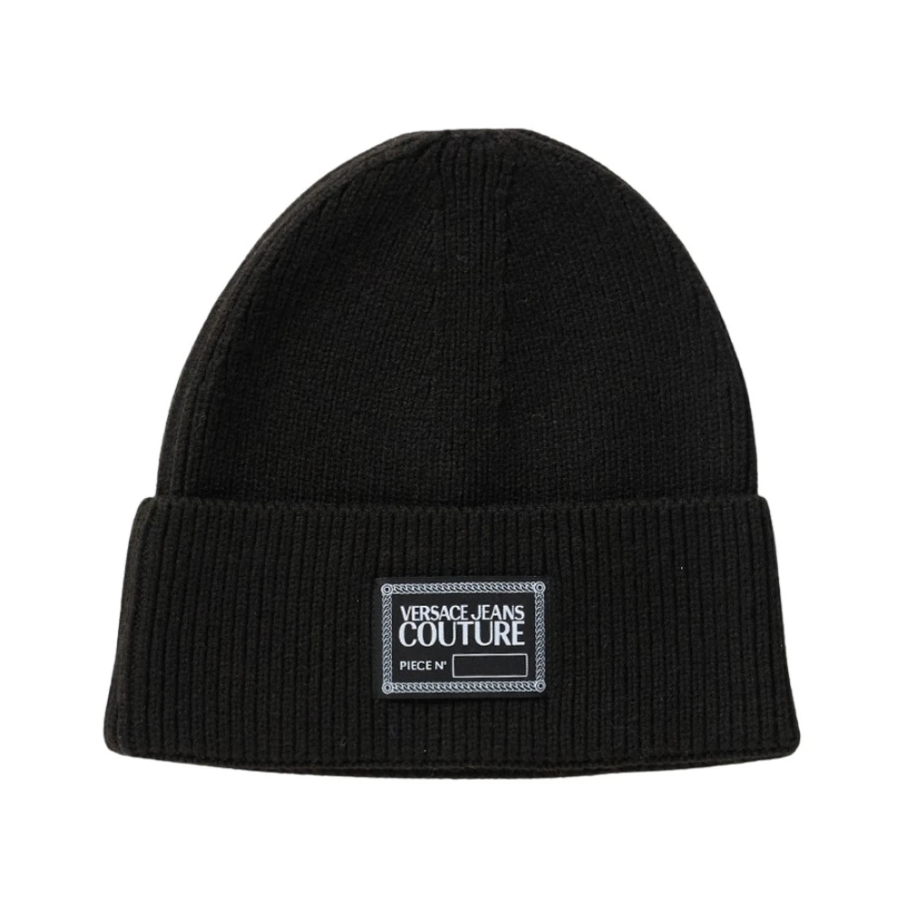 Versace Jeans Couture Women's Black Accessories, One Size, Logo Knit Beanie