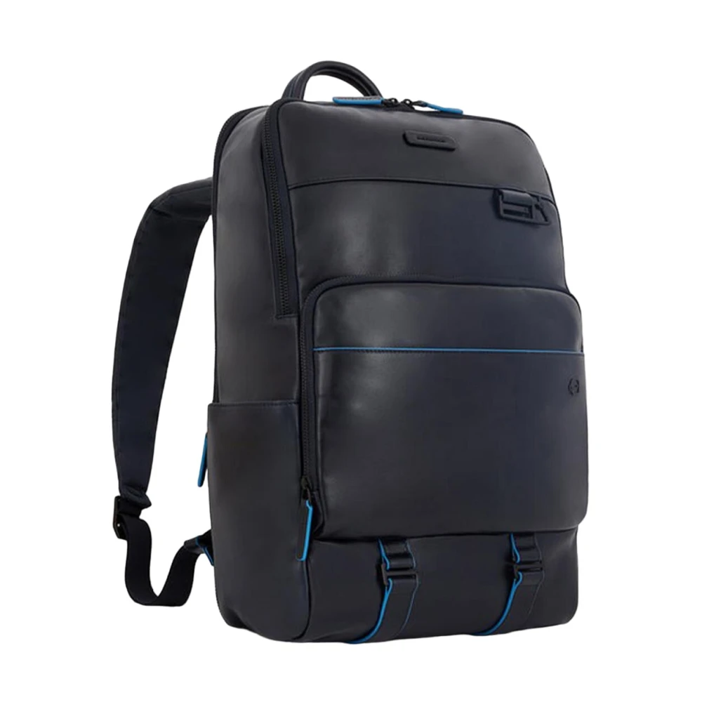 Piquadro Blauwe Leren Rugzak Blue Dames