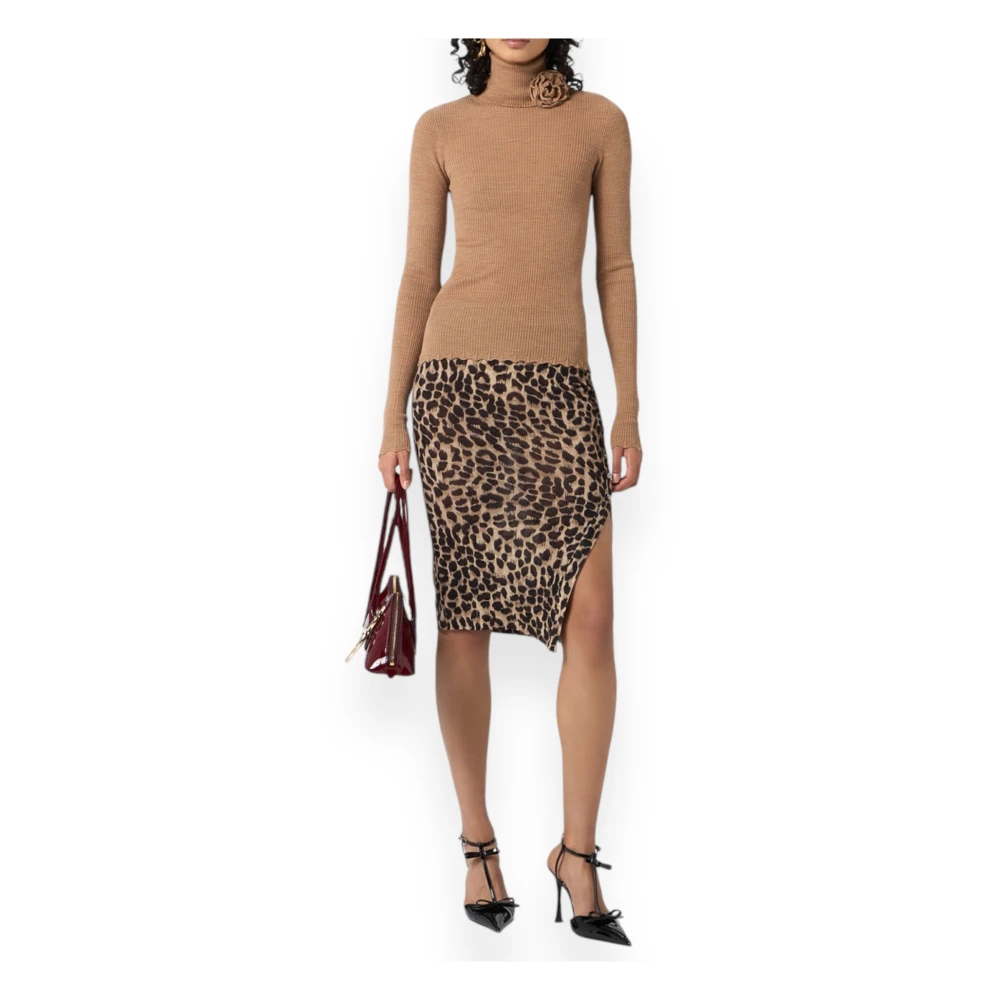 Blumarine Geribbelde Coltrui Trui Brown Dames
