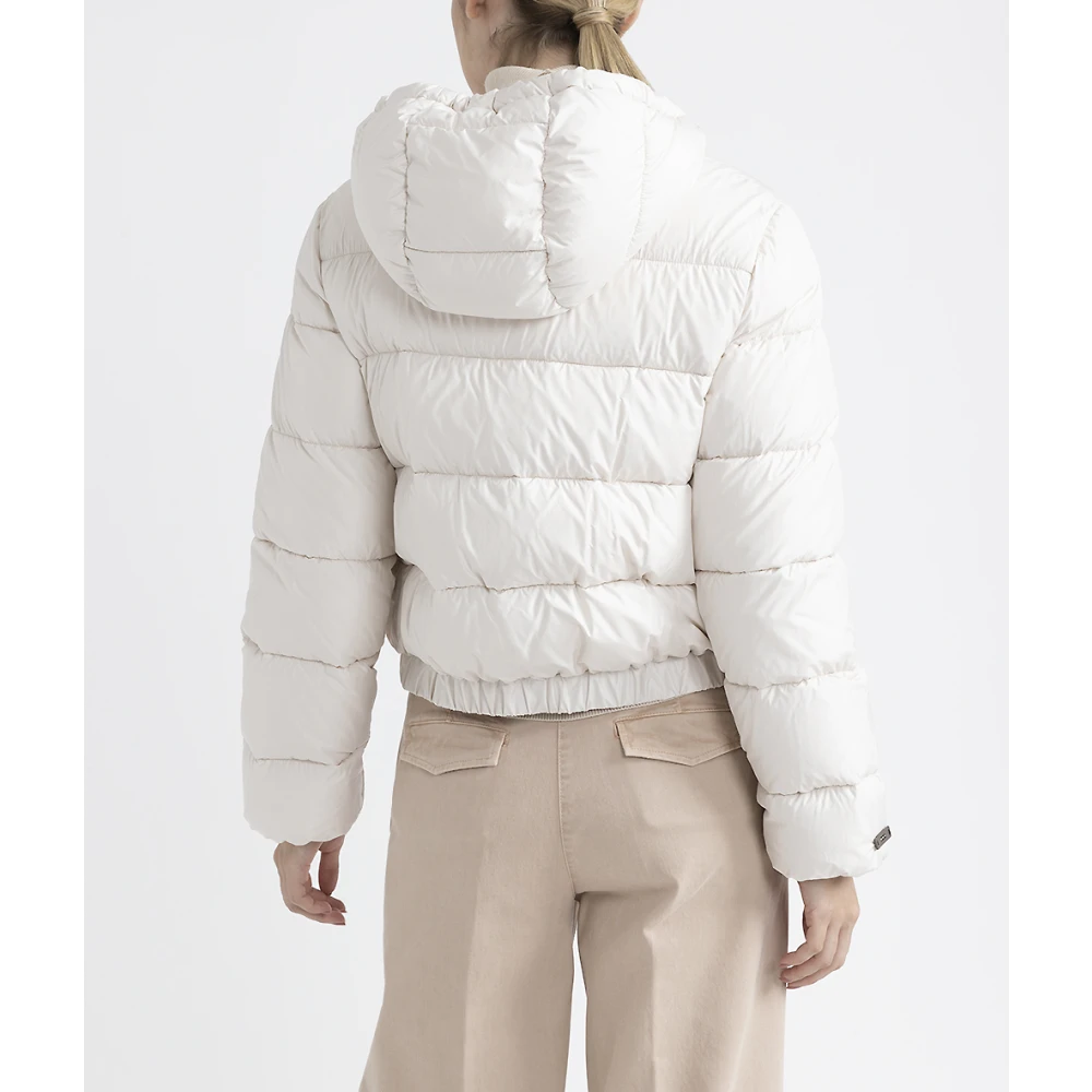 PESERICO Korte gewatteerde donsjas met capuchon Beige Dames