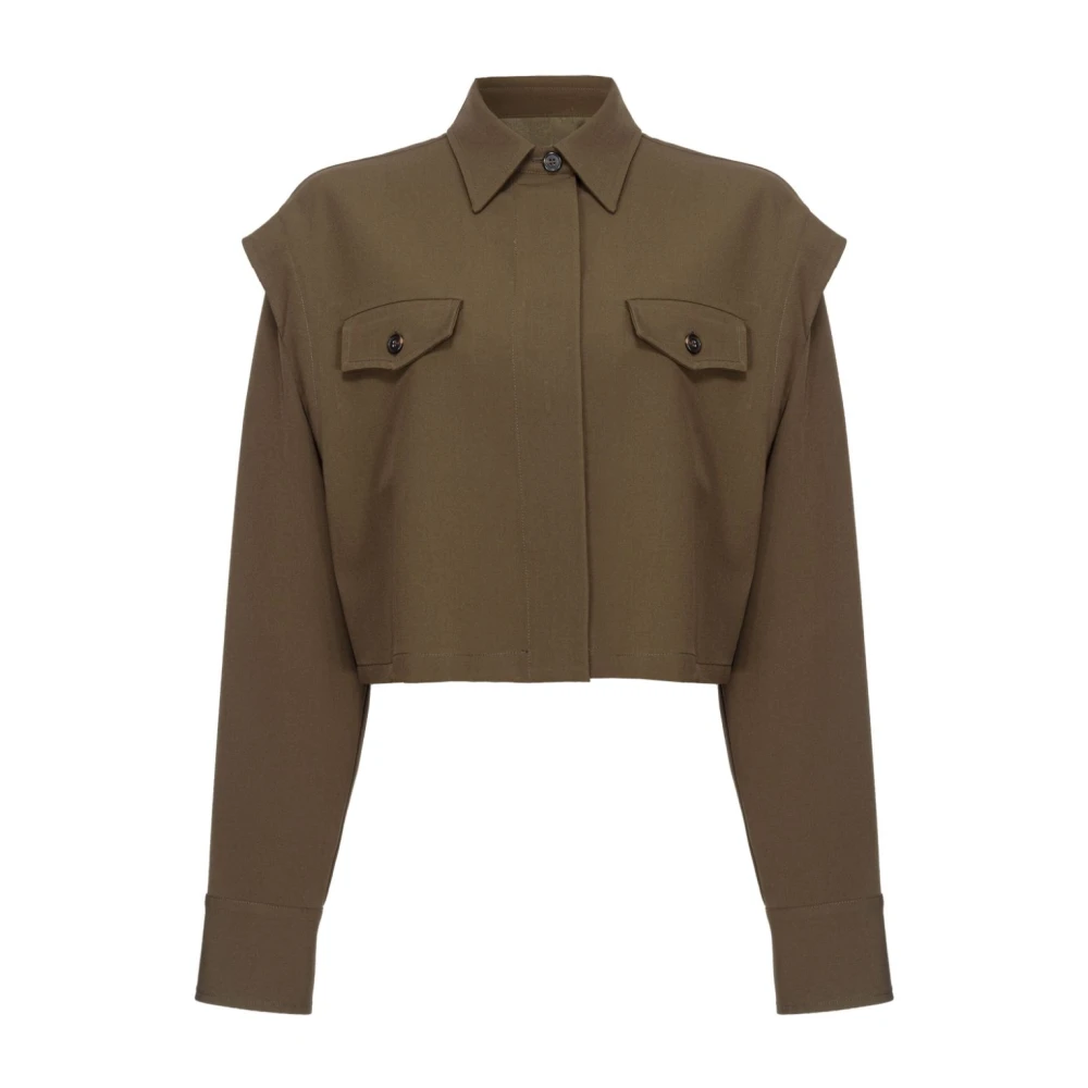 Pinko Bruine klassieke blouse met box-pleat detail Brown Dames