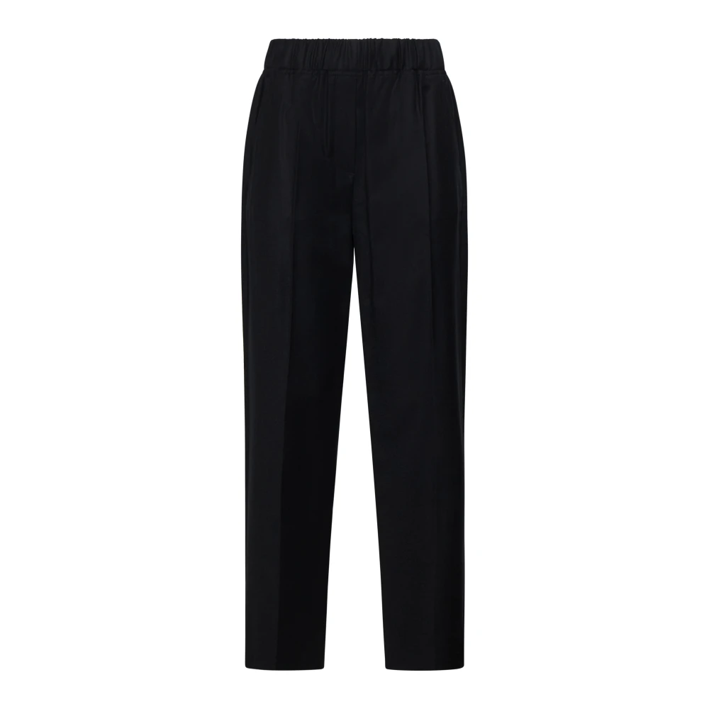 Max Mara Weekend Zwarte Wol Straight Leg Broek Black Dames