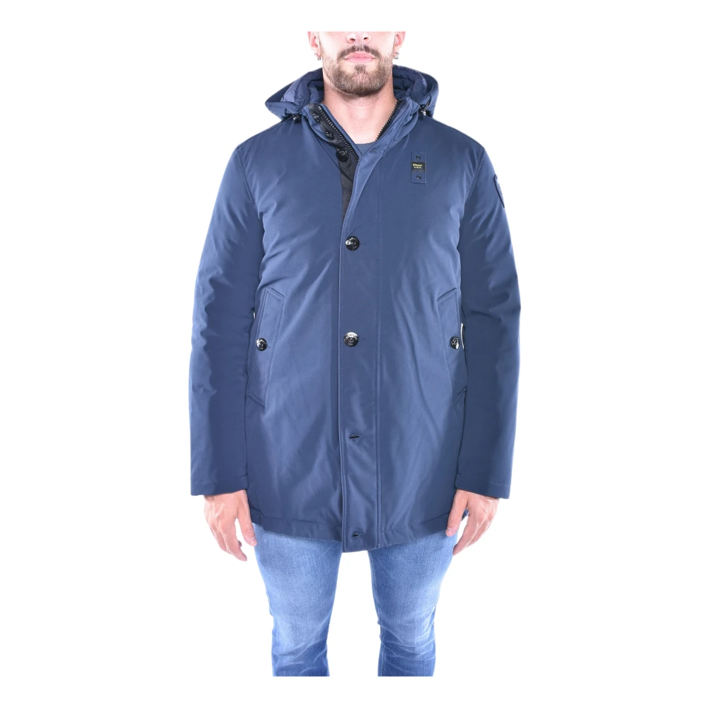 Blauer Waterdichte Medium Trench met Logo Blue Heren