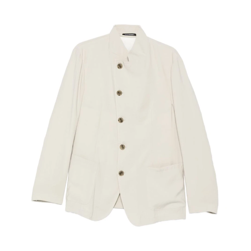 Emporio Armani Men's Beige Blazers, 3XL, Button-Pocket Blazer