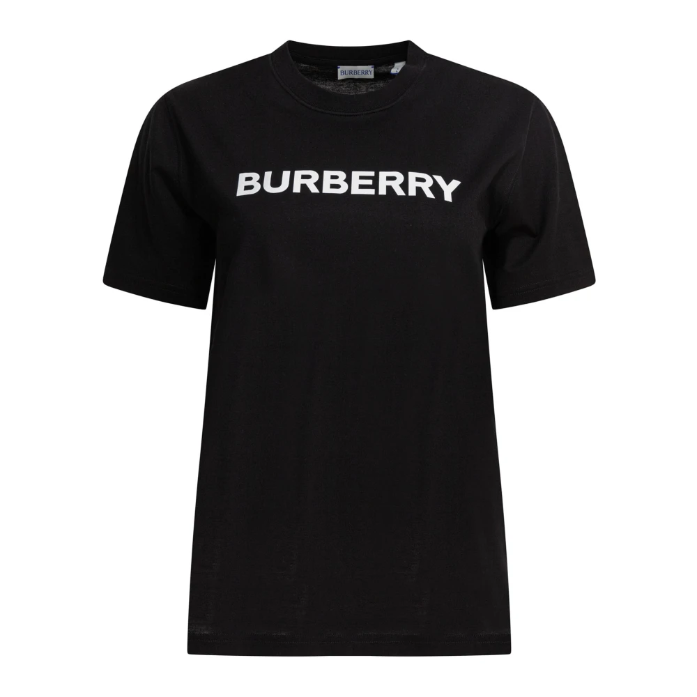 Burberry Vrouw Zwart Tops Dames, Xs, Katoen, Logo Katoenen T-Shirt