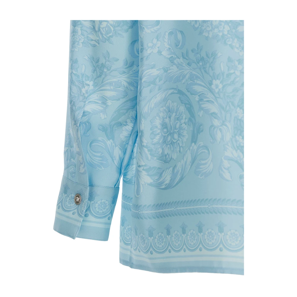 Versace Zijden overhemd met Barocco-print Blue Dames
