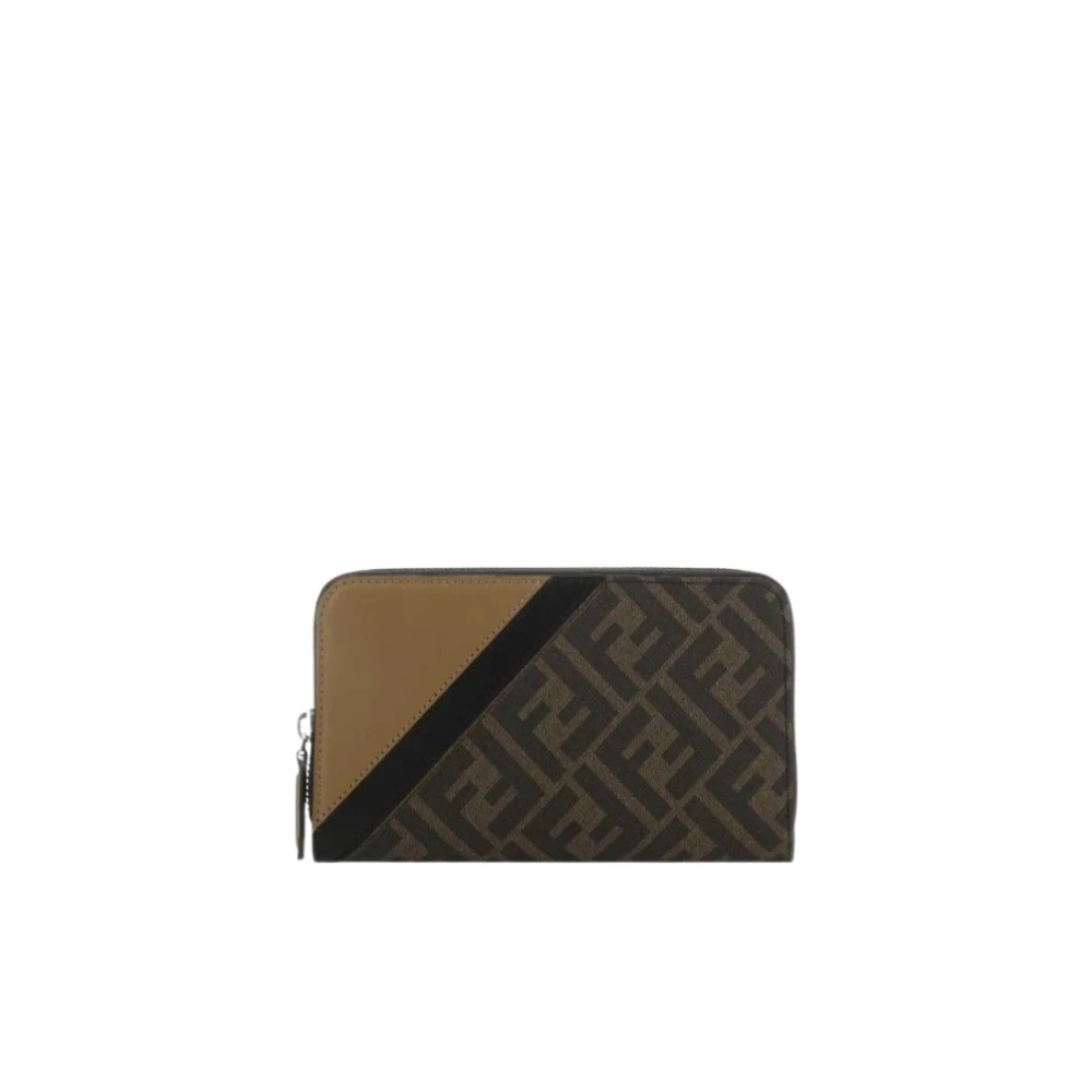 Fendi Bruine Stoffen Ritsportemonnee Multicolor Heren