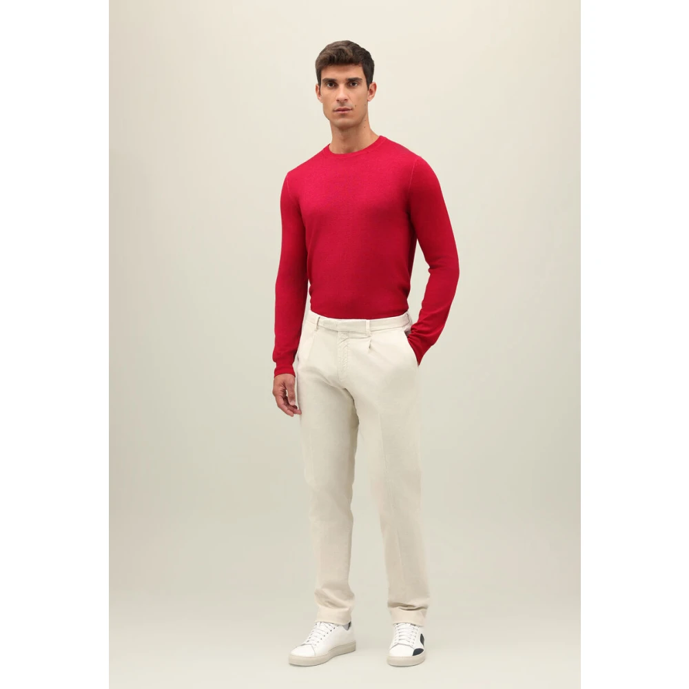 Boglioli Garment Dyed Corduroy geplooide Chinos White Heren
