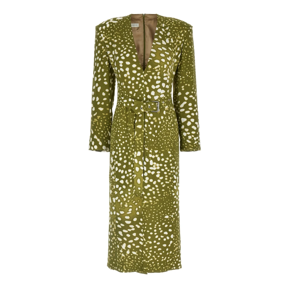 Dries Van Noten Green Midi Dresses, Female, Xs, Dohana Dress