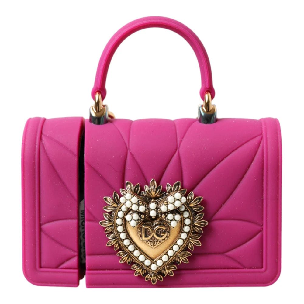 Dolce & Gabbana Chique Gewatteerde Siliconen Airpods Hoesje Roze & Goud Pink Dames