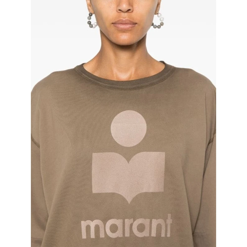 Isabel Marant Étoile Khaki Flocked Logo Crew Neck Sweater Beige Dames