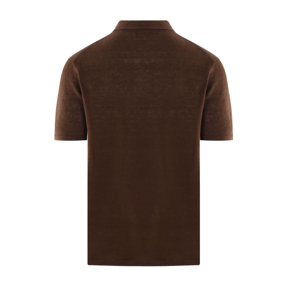 Roberto Collina Bruine Linnen Polo met Slimme Kraag Brown Heren