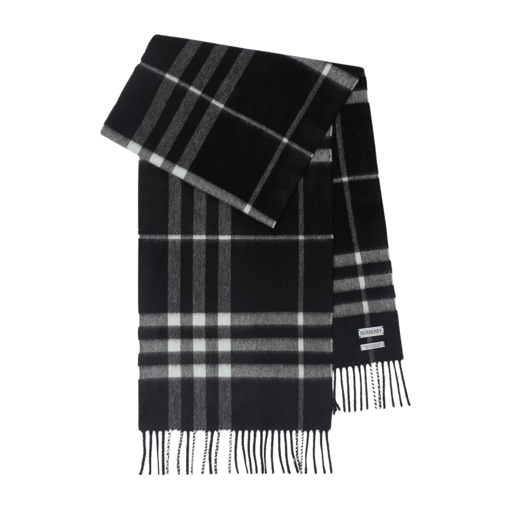 Burberry Women's Black Winter Scarves, One Size, Check Cashmere Scarf
