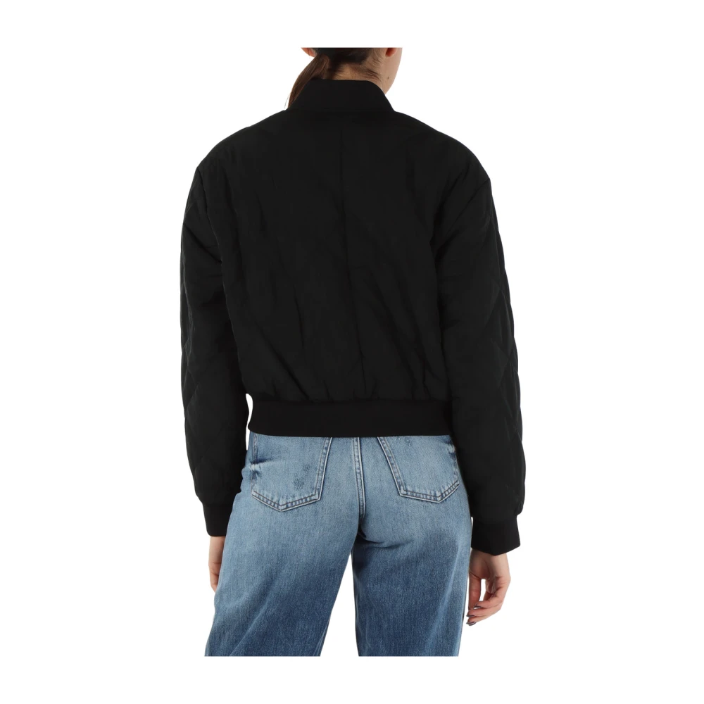 Calvin Klein Jeans Gewatteerd bomberjack met voorlogo Black Dames