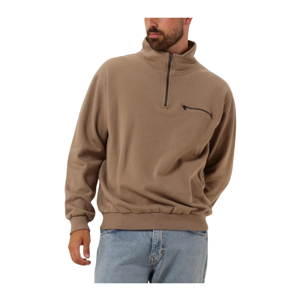 FORÉT Forét Heren Truien & Vesten Log Half Zip Sweatshirt Taupe