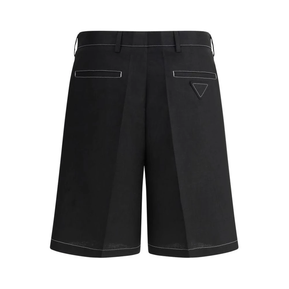 Prada Zomer Linnen Shorts Stijlvolle Mode Black Heren