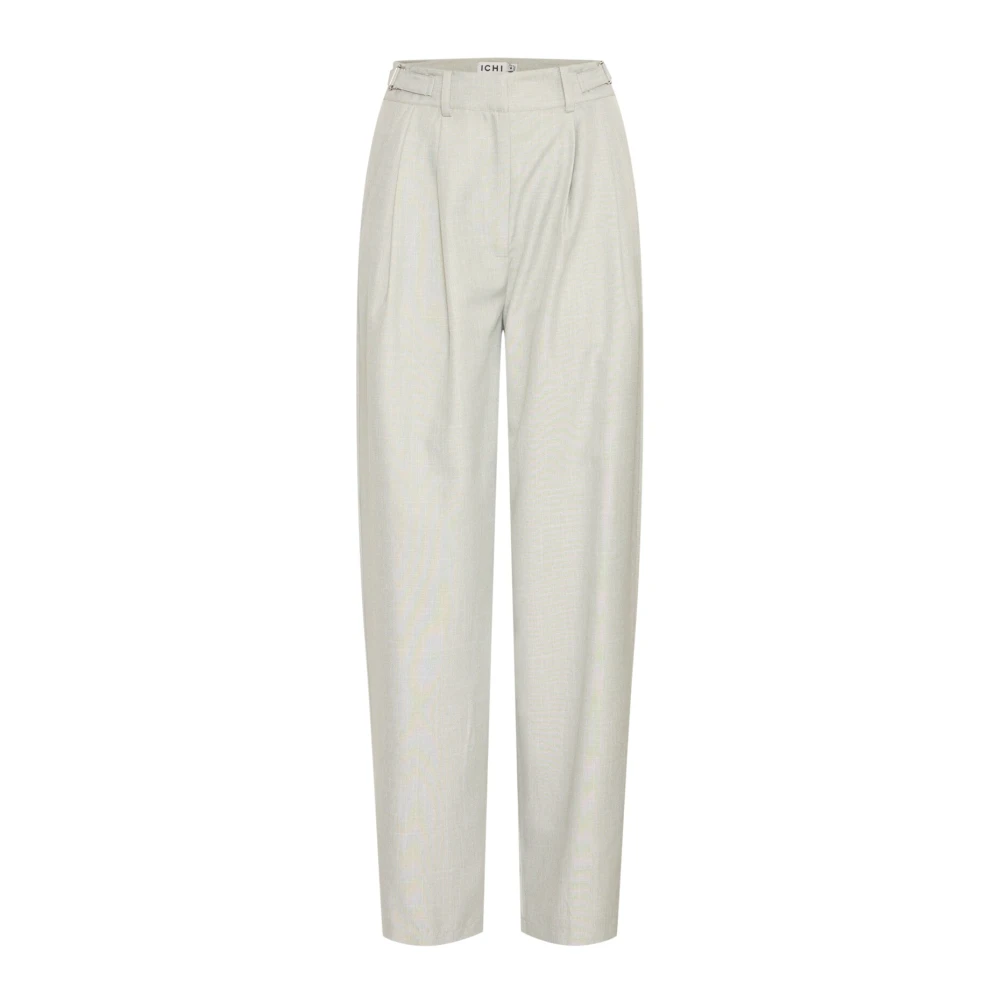 Ichi Beige London Fog Melange Barrel-Leg Trousers - Female - Tapered Trousers - L - Trousers