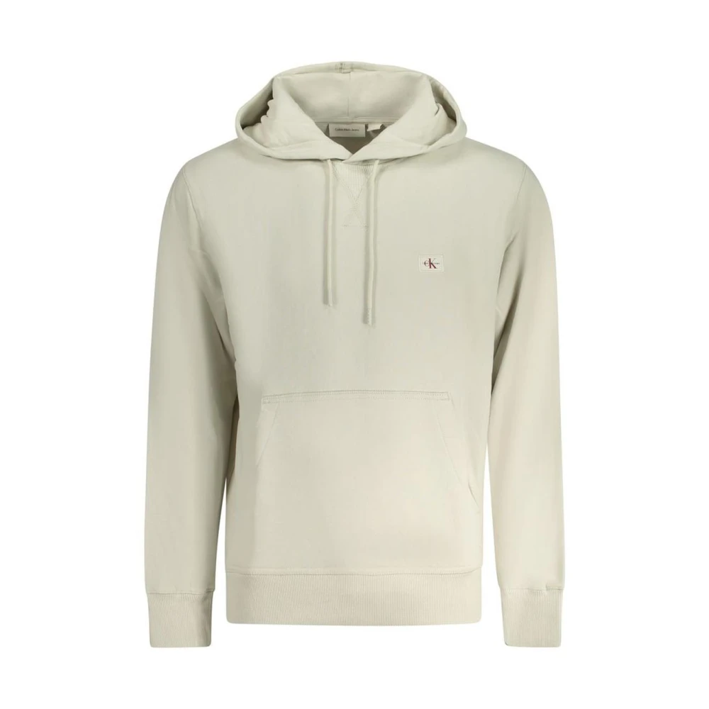 Calvin Klein Men's Beige Hoodie Sweatshirt With Applique Logo