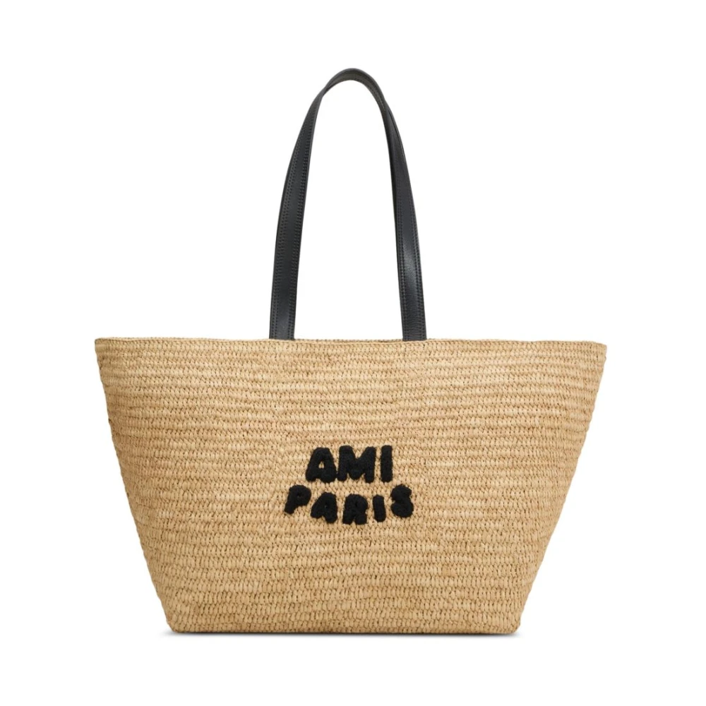 Ami Paris Women's Beige Tote Bag With Long Handles
