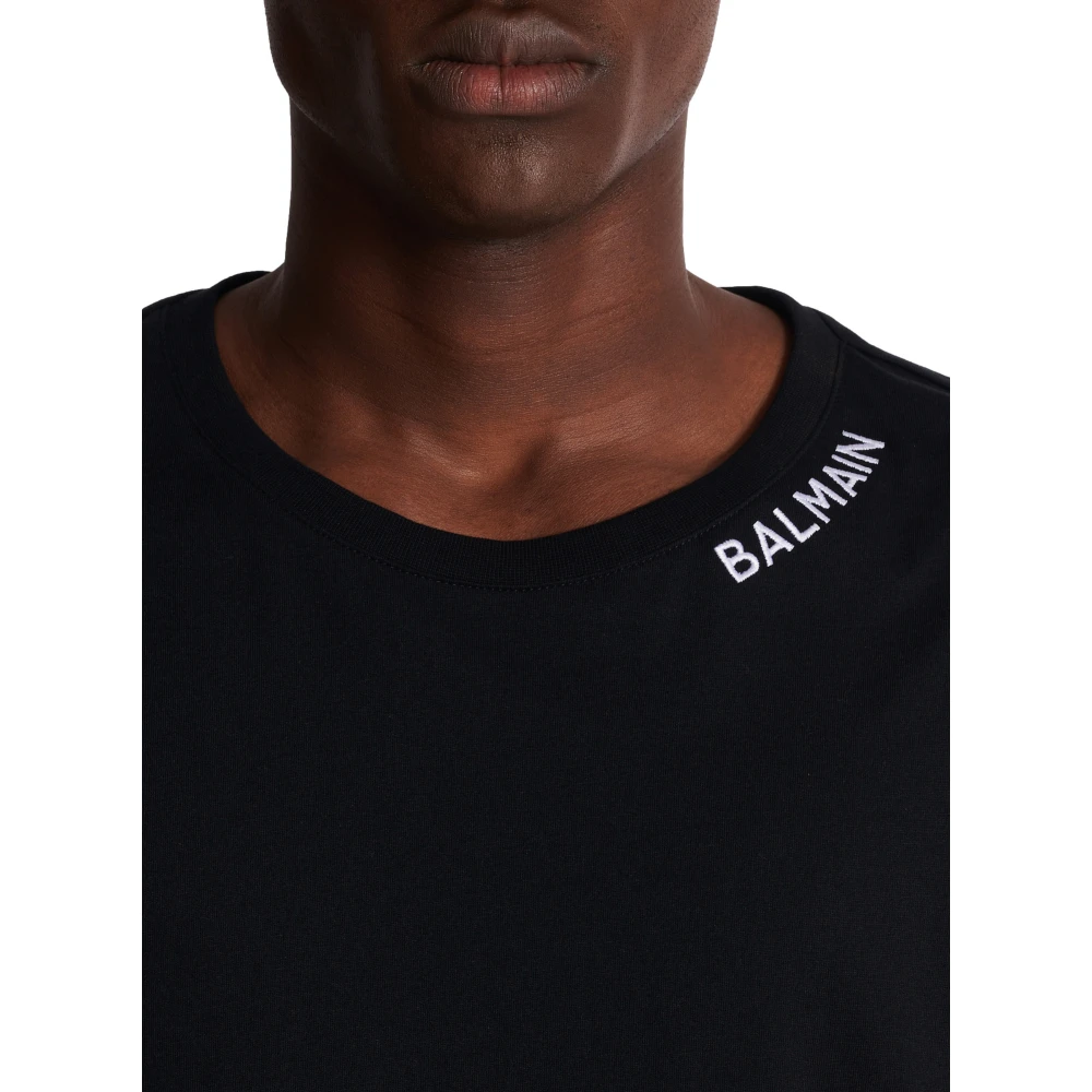 Balmain Katoenen pet met Handtekening borduursel Black Heren