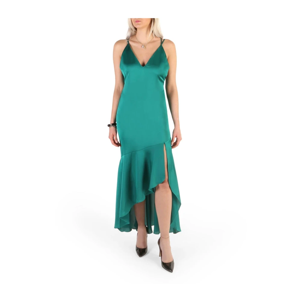 Guess Elegante High Low Satijnen Jurk Green Dames