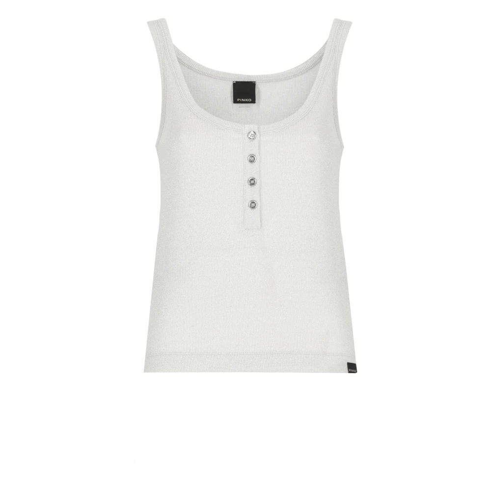 pinko Geribbelde Grijze Top met Lurex Details Gray Dames