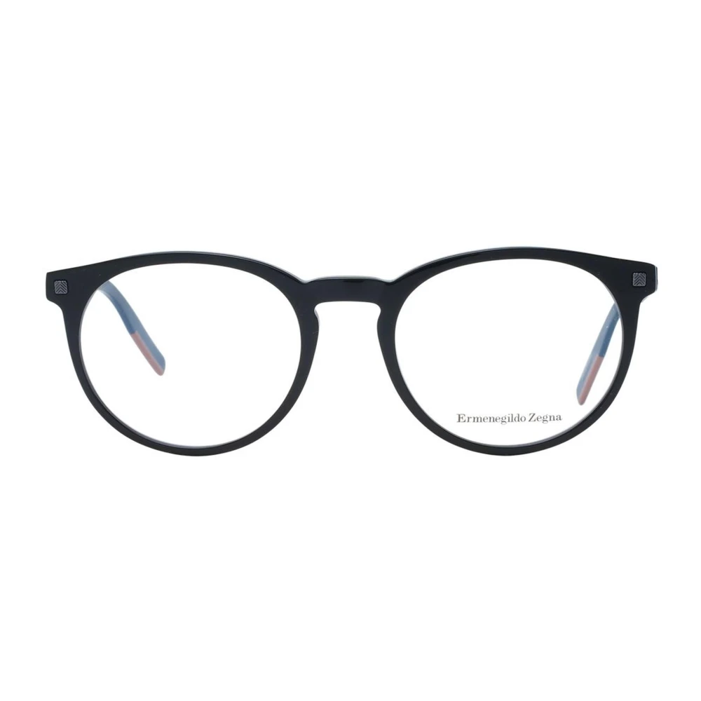 Ermenegildo Zegna Zwarte Ronde Plastic Optische Frames Black Heren