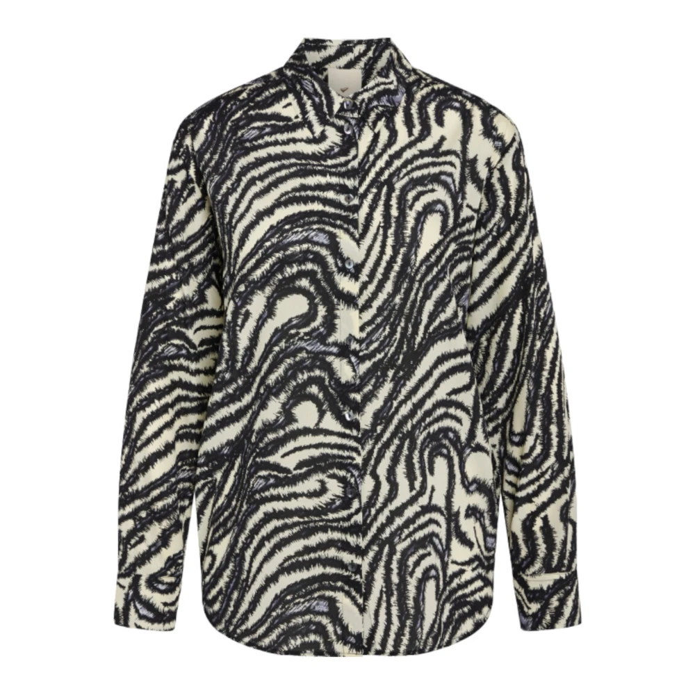 Heartmade Zijden Klassieke Kraag Shirt Zwart Black Dames