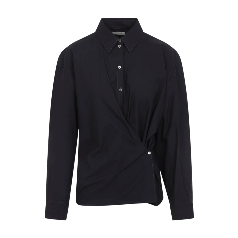 Lemaire Blue Straight Collar Twisted Shirt - Female - Shirts - S - Blouses & Shirts