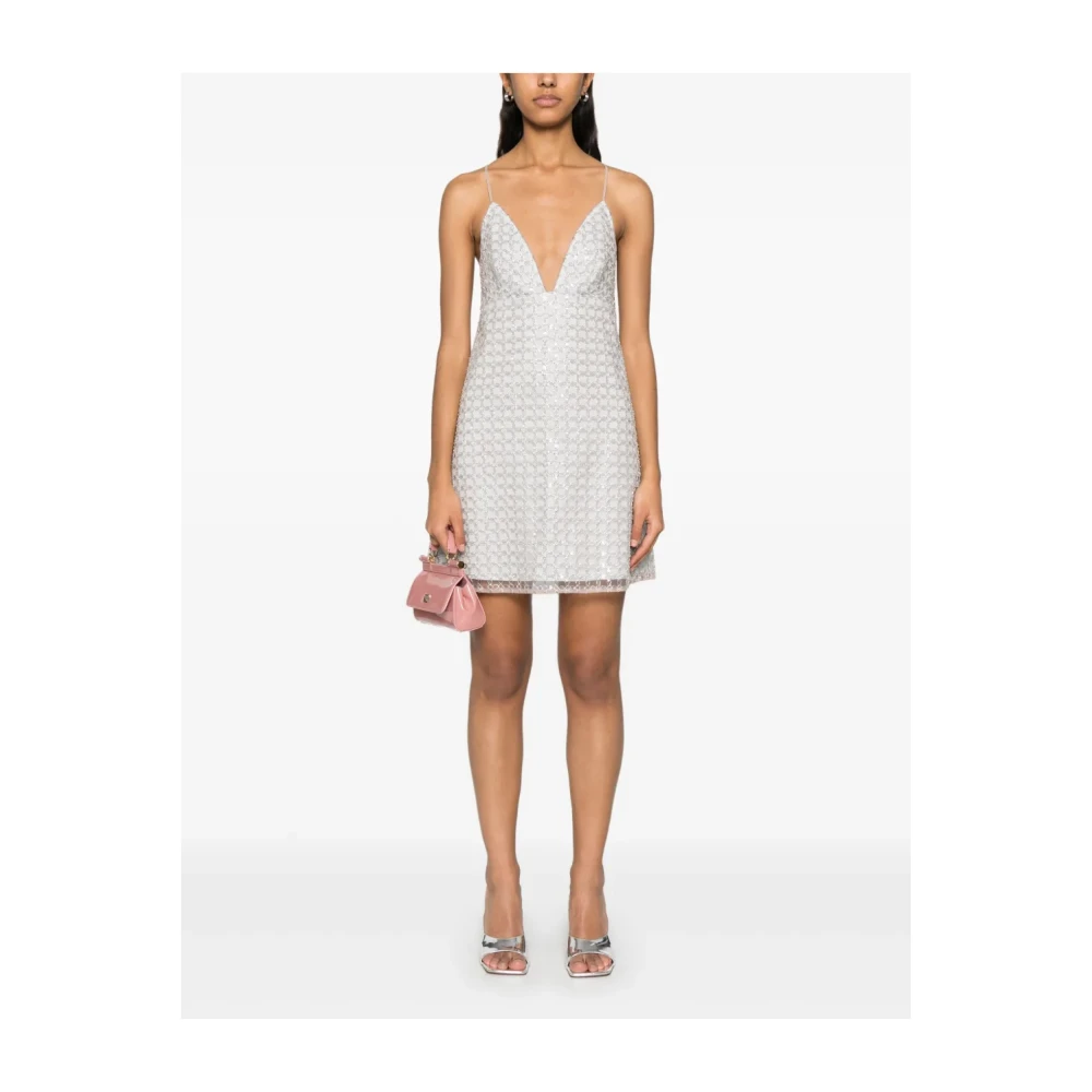Rotate Birger Christensen Beige Jurk met V-hals en Verstelbare Bandjes Beige Dames