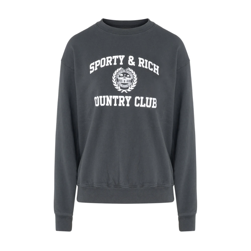 Sporty & Rich Vervaagde Crest Crewneck Sweater Black Dames